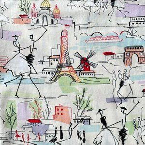 Capri Pants Vintage Retro Print Europe Security Travel Zipper Pocket Cropped EUC